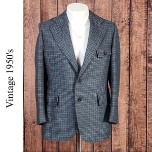Vintage 1950's Mens Tweed Gray and Blue Blazer Excellent Condition